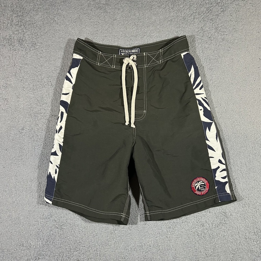 Y2k Abercrombie & Fitch Shorts Mens 30 Olive Cargo Board Beach Swim #3679